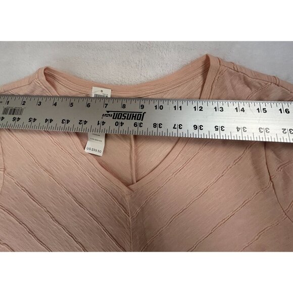 Chico's Womens Blush Peach V-Neck Mitered Texture Knit Top Size 3, XL New $59 - Picture 5 of 7
